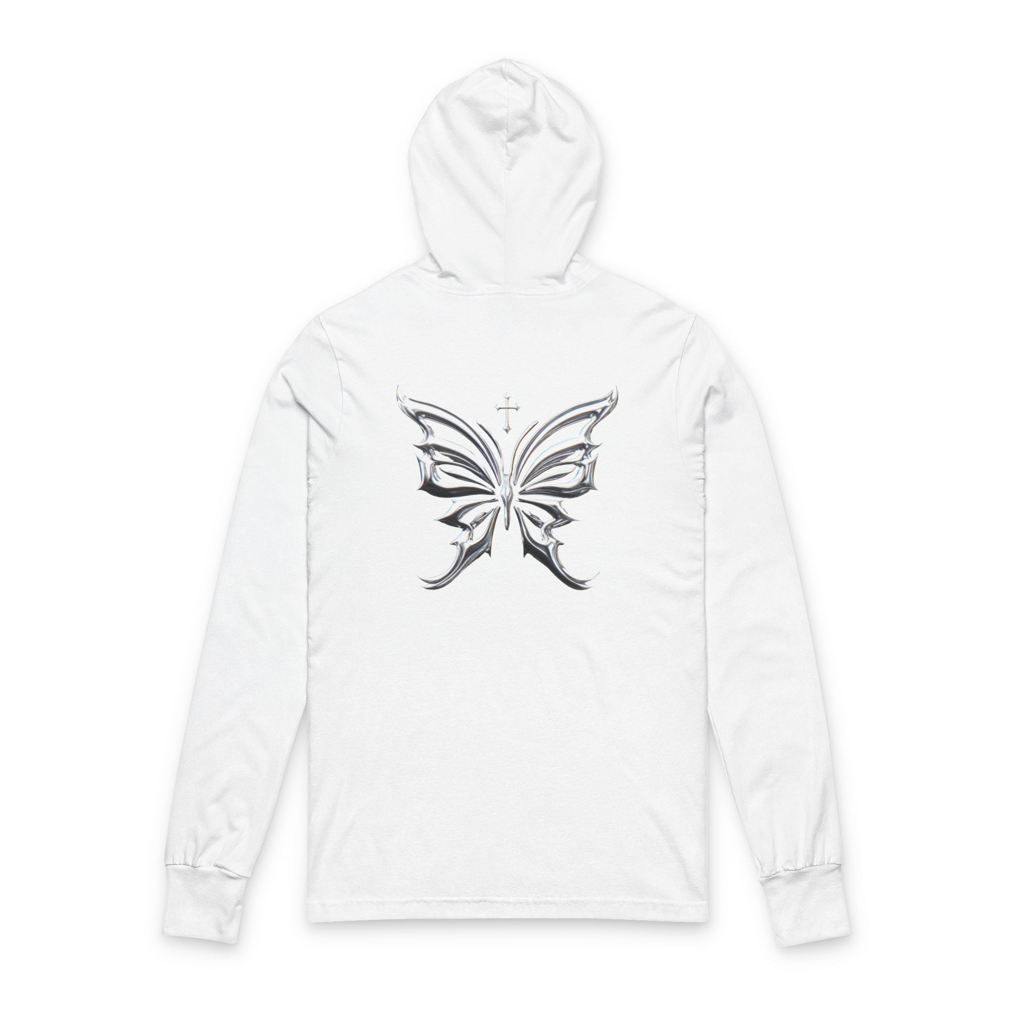 Hoodie "Jésus t’aime" – Papillon Chromé & Croix