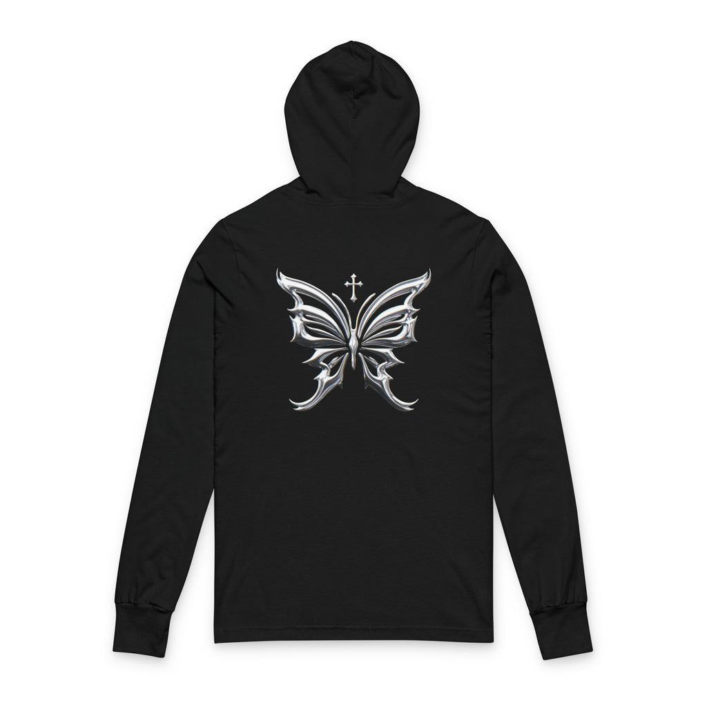 Hoodie "Jésus t’aime" – Papillon Chromé & Croix