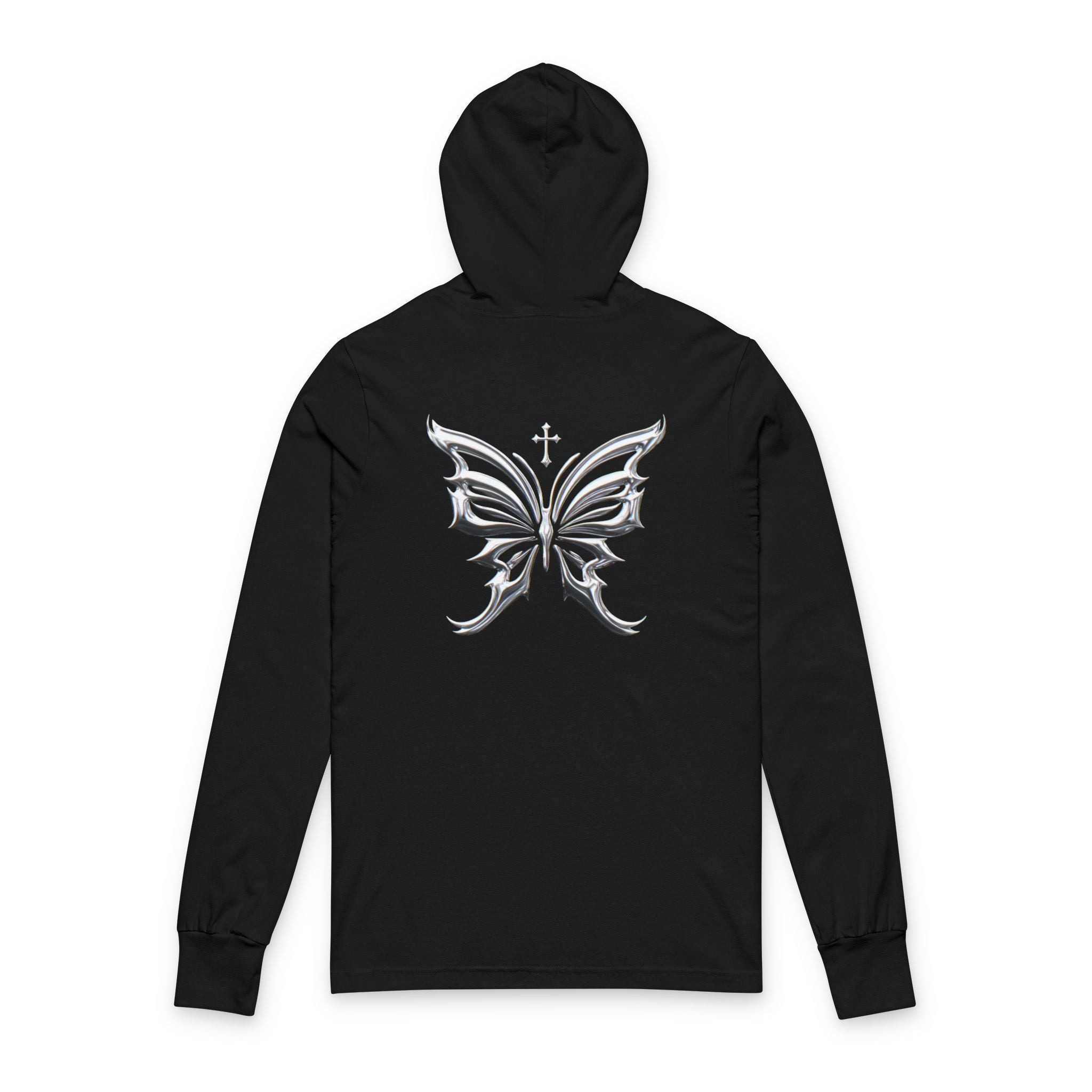 Hoodie "Jésus t’aime" – Papillon Chromé & Croix